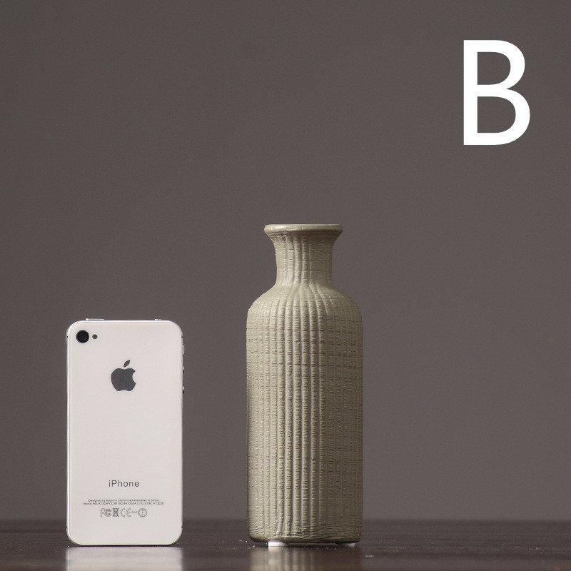 Minimalistisk Keramisk Blomsterkrukke i Mørk Beige og Lys Grå