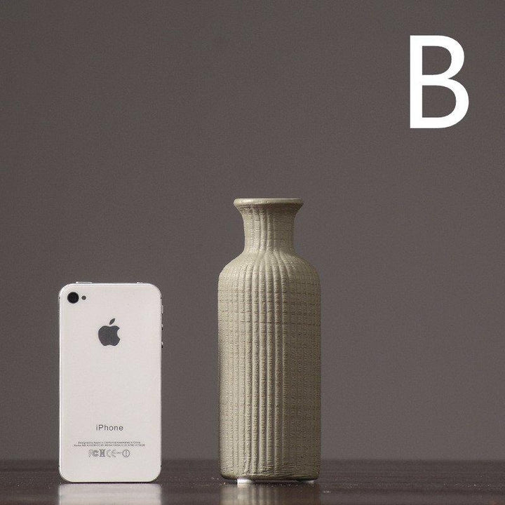 Minimalistisk Keramisk Blomsterkrukke i Mørk Beige og Lys Grå