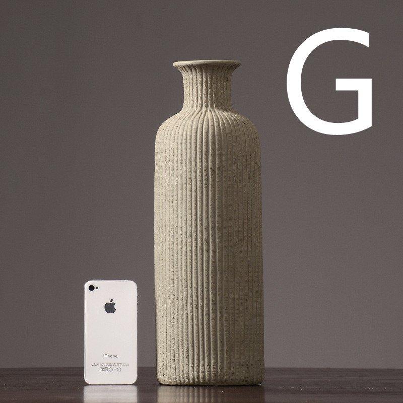 Minimalistisk Keramisk Blomsterkrukke i Mørk Beige og Lys Grå