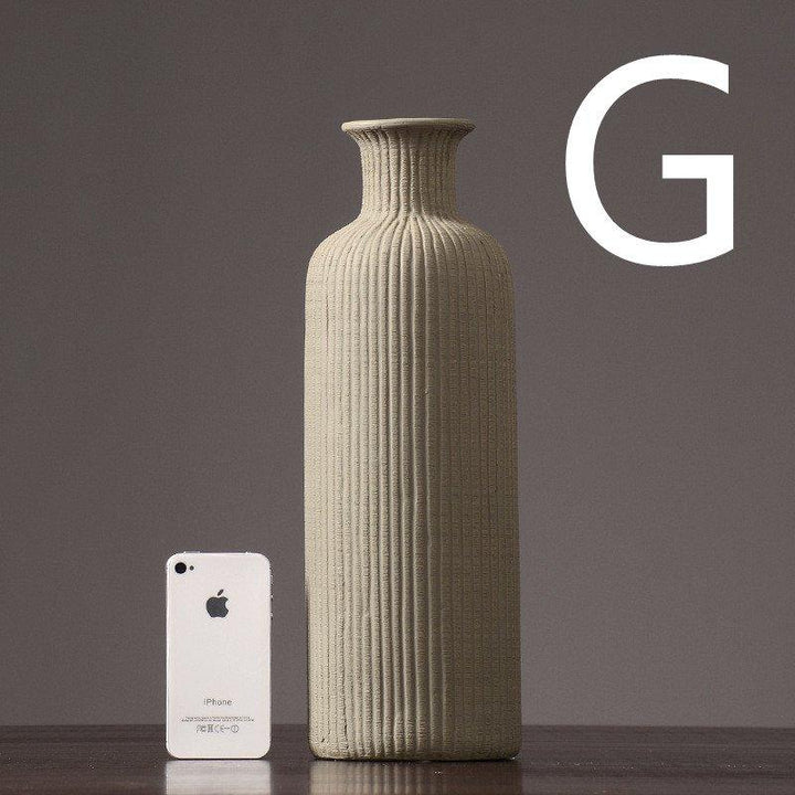 Minimalistisk Keramisk Blomsterkrukke i Mørk Beige og Lys Grå