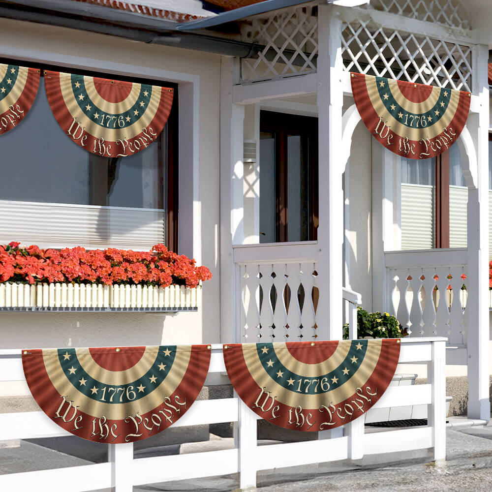 1776 Vi Folket Dobbelt-Sidet Amerikansk Flag Bunting i Lærred