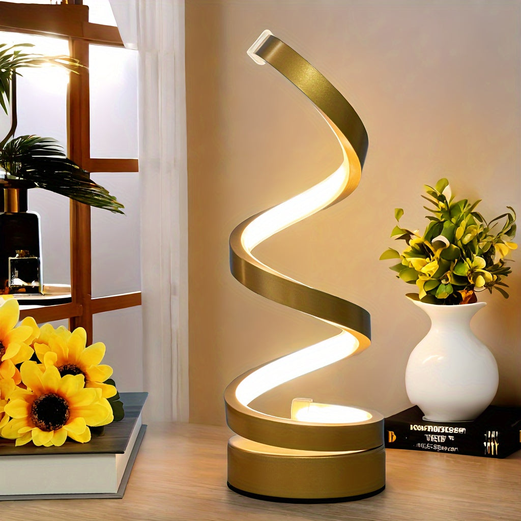 Spiralformet LED Bordlampe med Varmt Lys