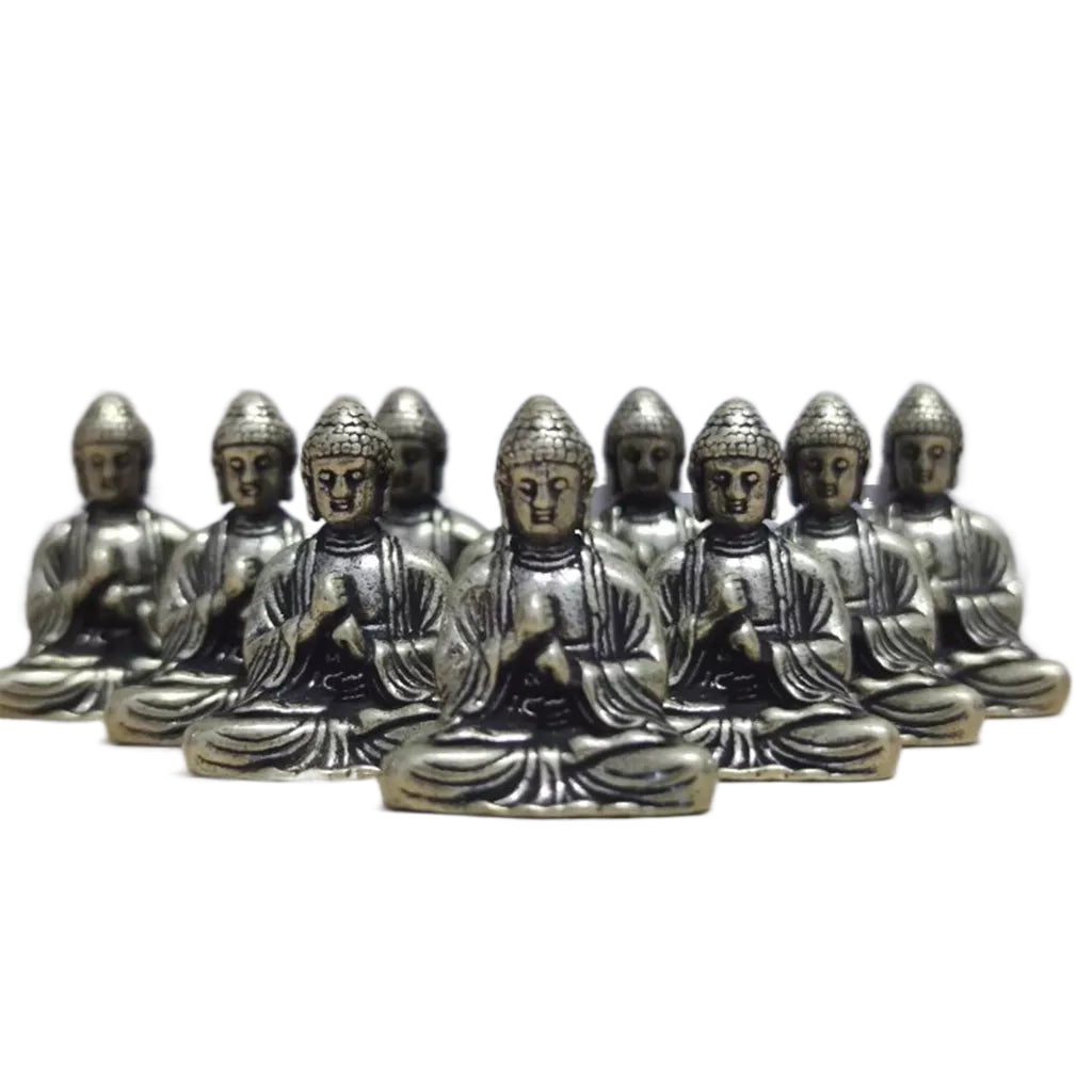 Mini Messing Buddha Statuer - Sæt af 10 Rejsefigurer til Indretning
