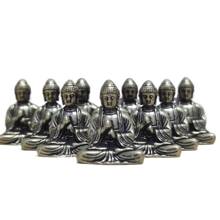 Mini Messing Buddha Statuer - Sæt af 10 Rejsefigurer til Indretning