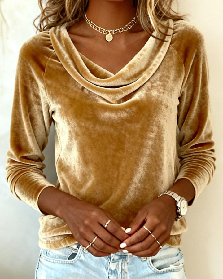 Taylor™ | Luksuriøs Velour Drape Hals Top