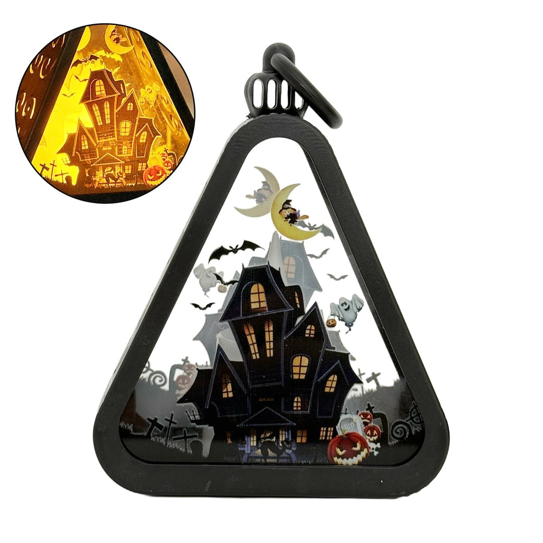 Trekantet Halloween Bordlampe med Spooky Motiver