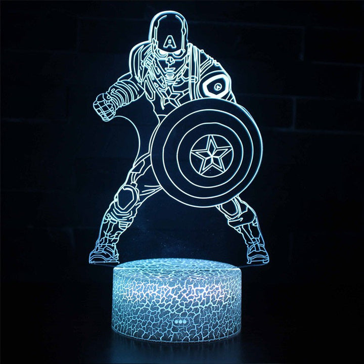 3D Captain America LED Kamplampe