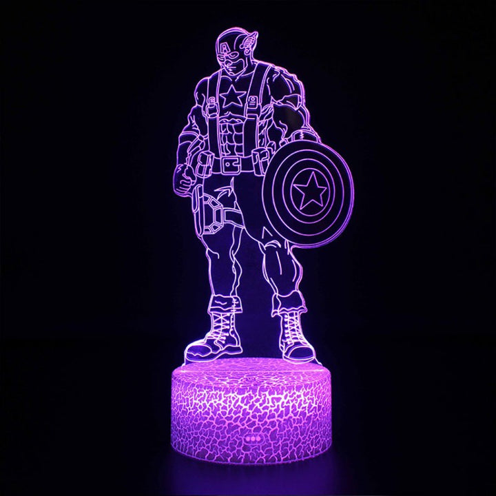 3D Captain America LED Lampe med USB Strøm