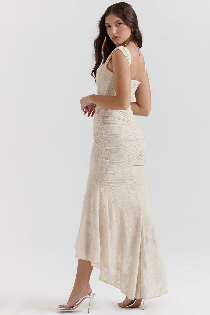 Charlotte | Kvinders Bryllupsgæst Blonde Ruched Bodycon Kjole Aften