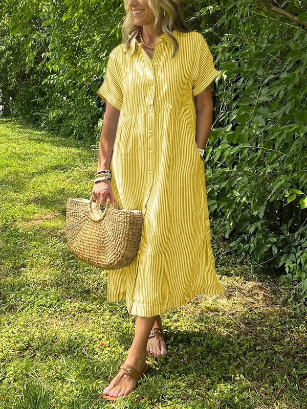 Corinne™ | Stribet Skjorte med Knapper