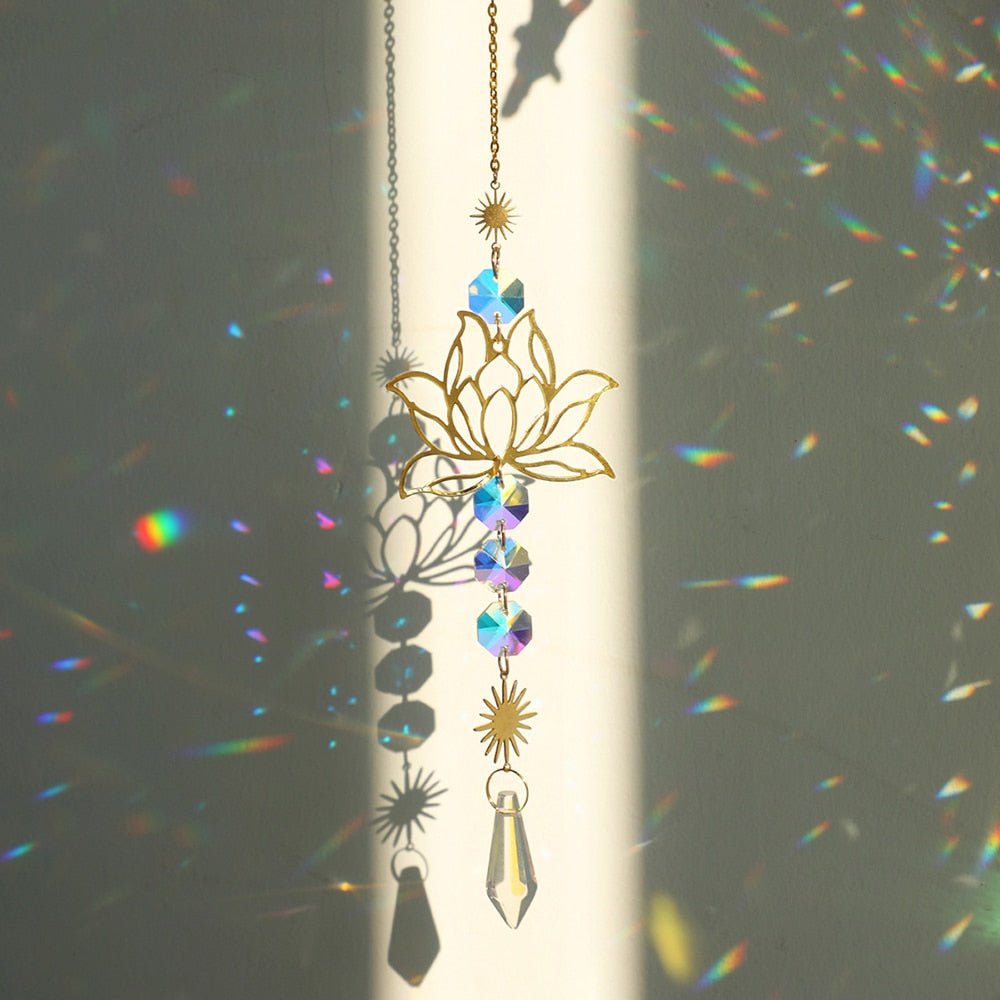 Lotus Solfanger med Chakra Krystaller til Positiv Energi