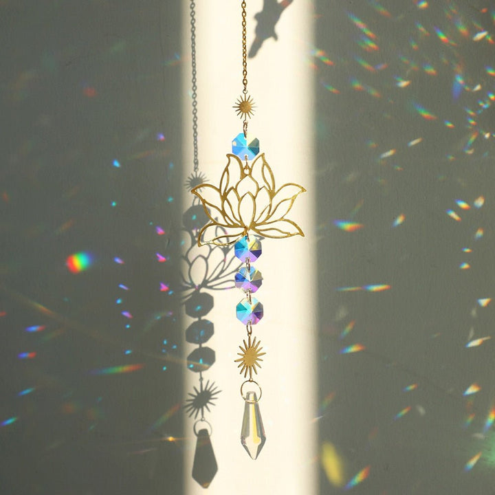 Lotus Solfanger med Chakra Krystaller til Positiv Energi