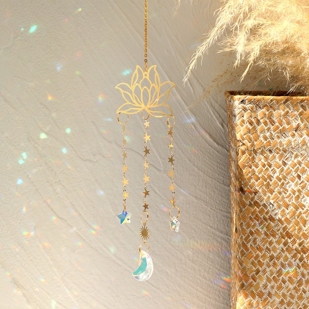 Lotus Solfanger med Chakra Krystaller til Positiv Energi