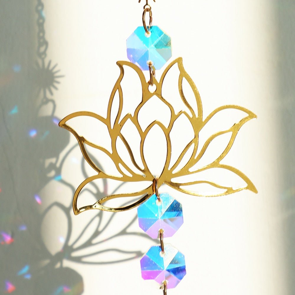 Lotus Solfanger med Chakra Krystaller til Positiv Energi