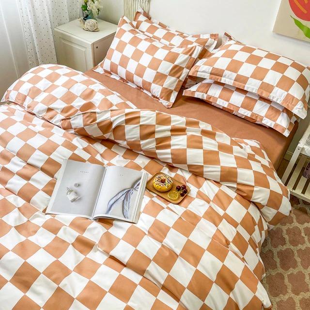 Tjekket Sengetøj Sæt i 100% Polyester