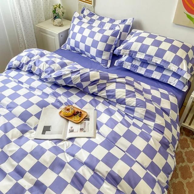 Tjekket Sengetøj Sæt i 100% Polyester