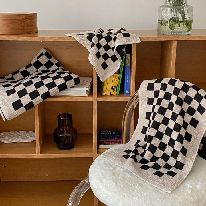 Checkerboard Bomuldshåndklæder - Bløde og Hurtigtørrende