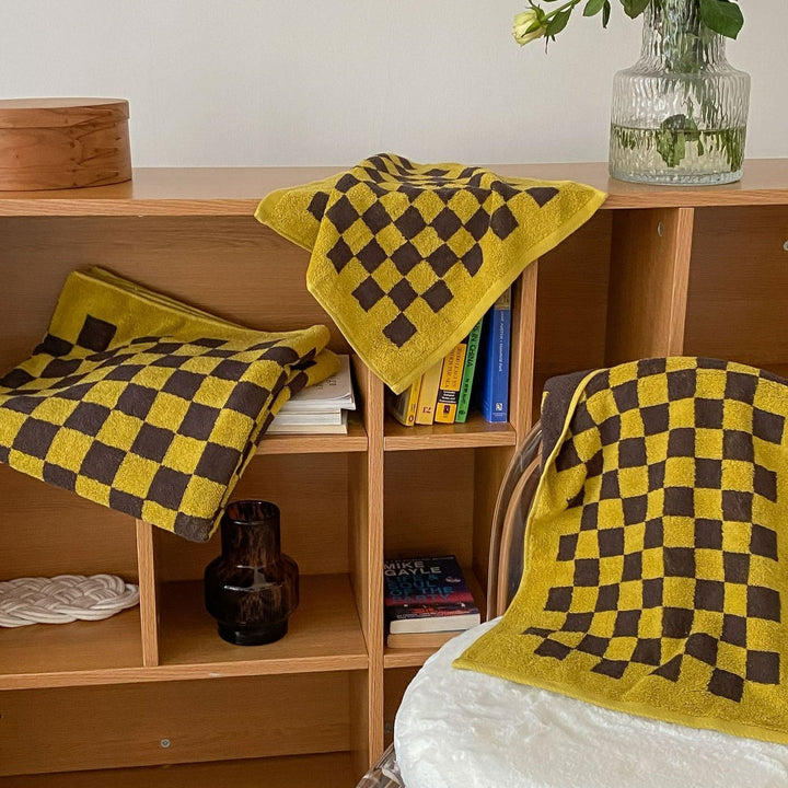 Checkerboard Bomuldshåndklæder - Bløde og Hurtigtørrende