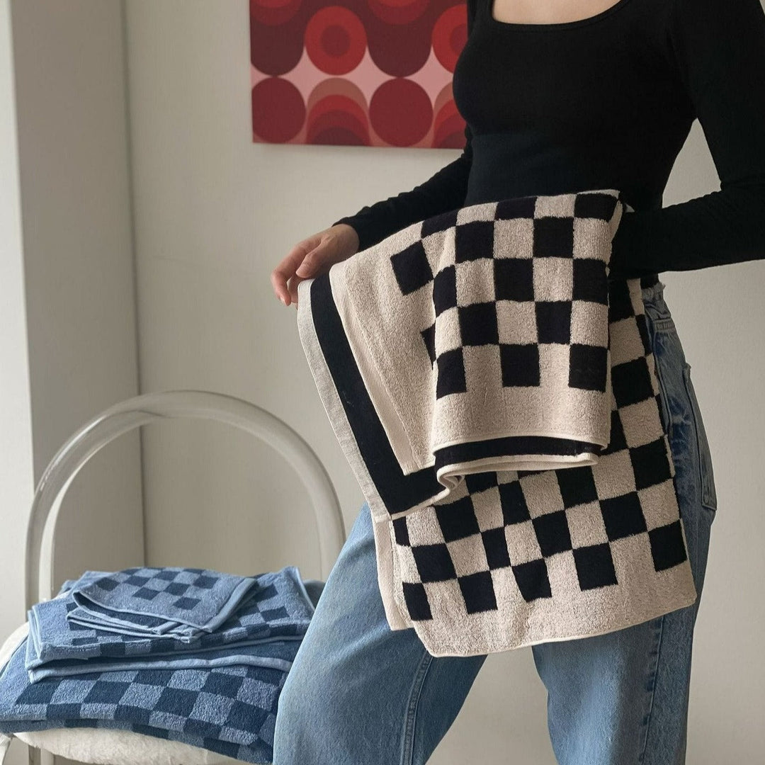 Checkerboard Bomuldshåndklæder - Bløde og Hurtigtørrende
