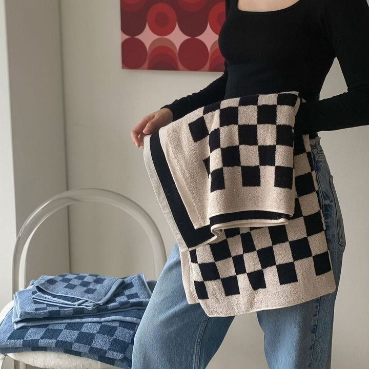 Checkerboard Bomuldshåndklæder - Bløde og Hurtigtørrende