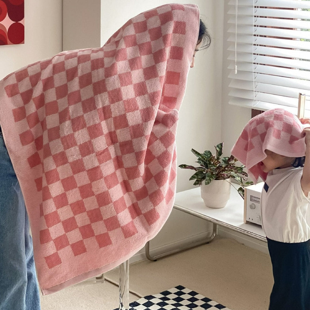 Checkerboard Bomuldshåndklæder - Bløde og Hurtigtørrende