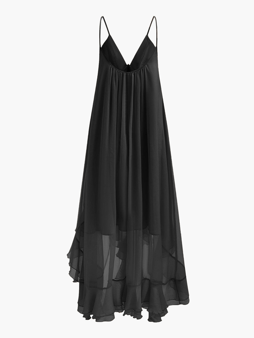 Seraphina | Kvinders Chiffon Lagdelt Maxi Kjole med Kapærmer