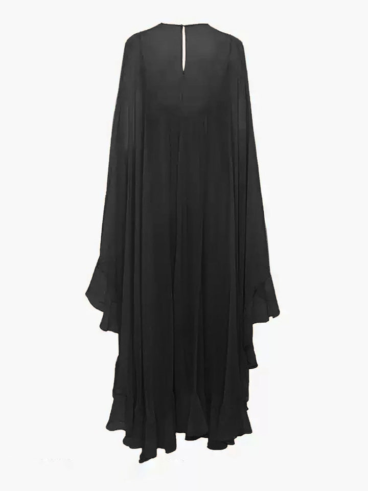 Seraphina | Kvinders Chiffon Lagdelt Maxi Kjole med Kapærmer