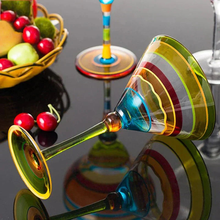 Blyfrit Glas Margarita Cocktailglas med Farverigt Design