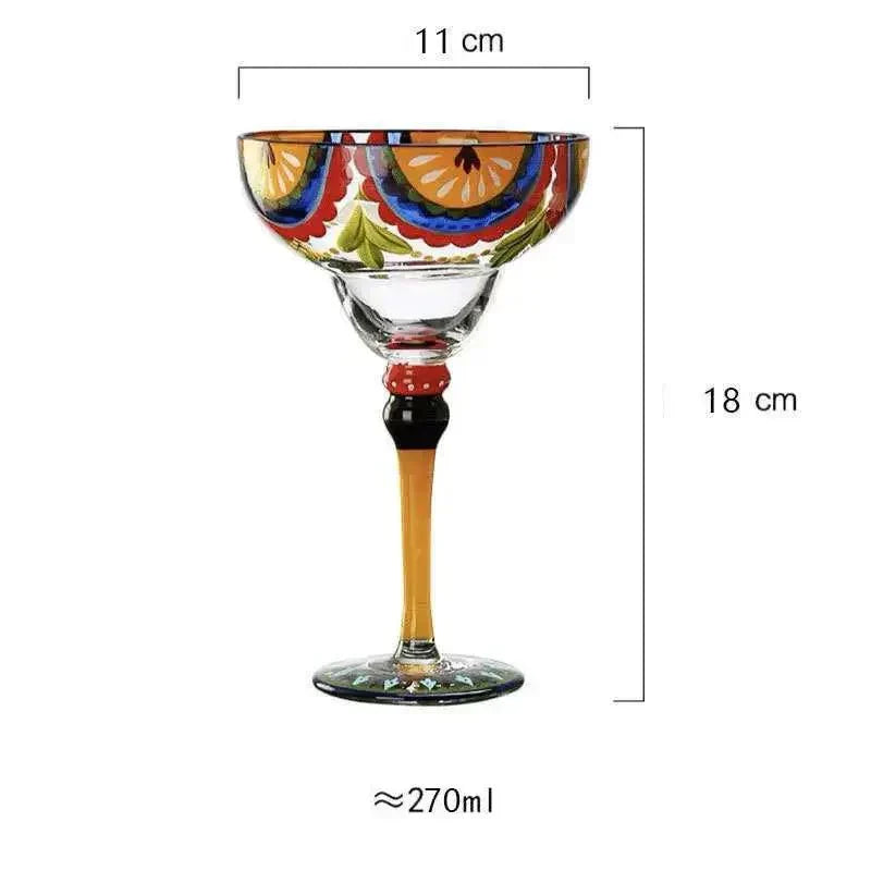 Blyfrit Glas Margarita Cocktailglas med Farverigt Design