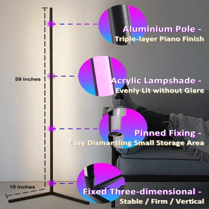 Smart LED Gulvlampe med Farveskift og Fjernbetjening