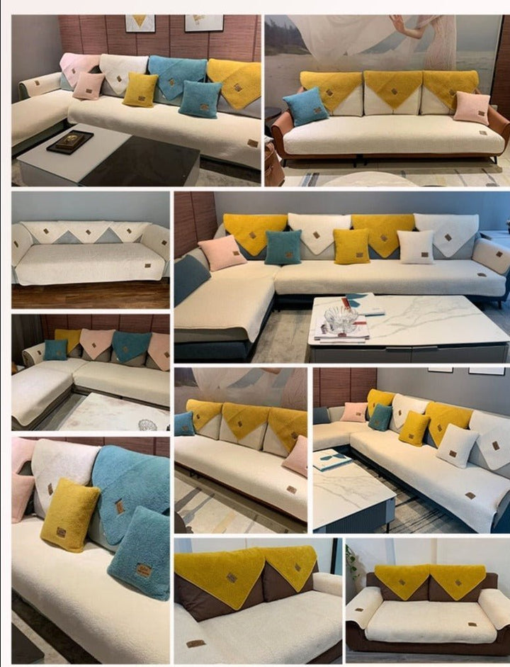 Blødt Polyester Sofaovertræk med Skridsikkert Tæppe