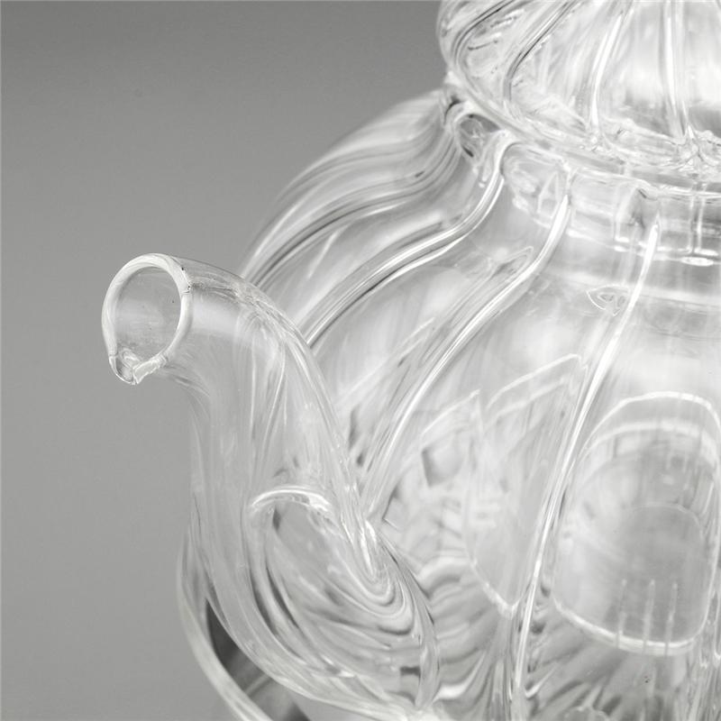 Elegant Borosilikat Glas Teapot Sæt med 6 Kopper og Stearinlys Holder