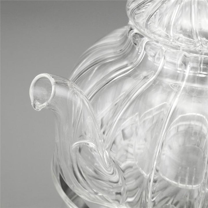 Elegant Borosilikatglas Teapot Sæt med 6 Kopper og Lysestage