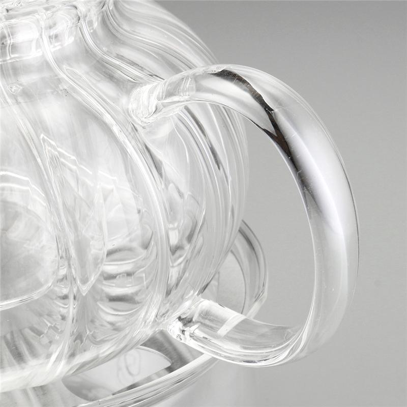 Elegant Borosilikat Glas Teapot Sæt med 6 Kopper og Stearinlys Holder