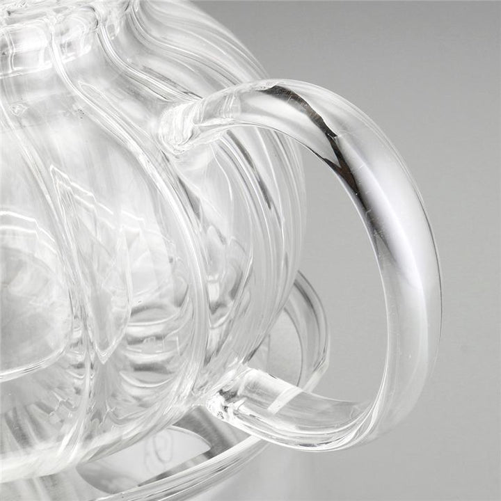Elegant Borosilikat Glas Teapot Sæt med 6 Kopper og Stearinlys Holder