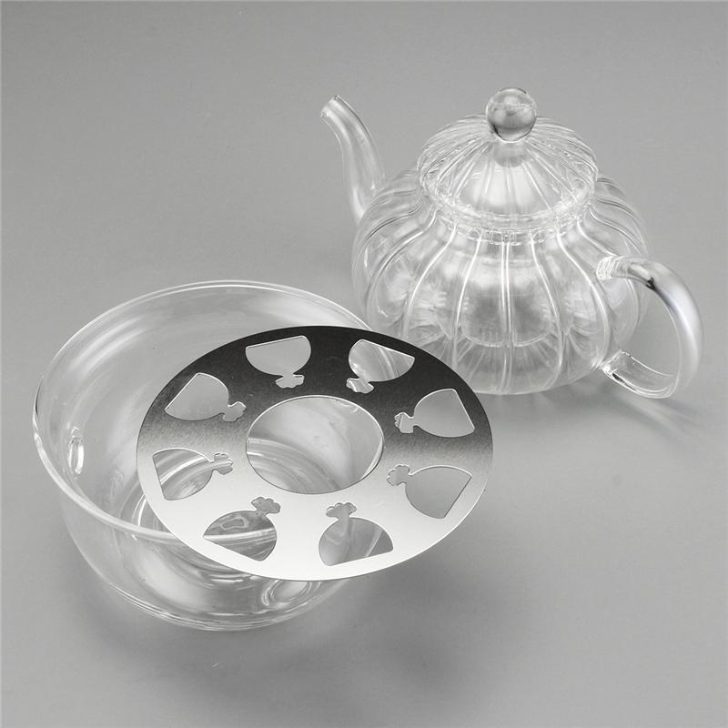Elegant Borosilikat Glas Teapot Sæt med 6 Kopper og Stearinlys Holder