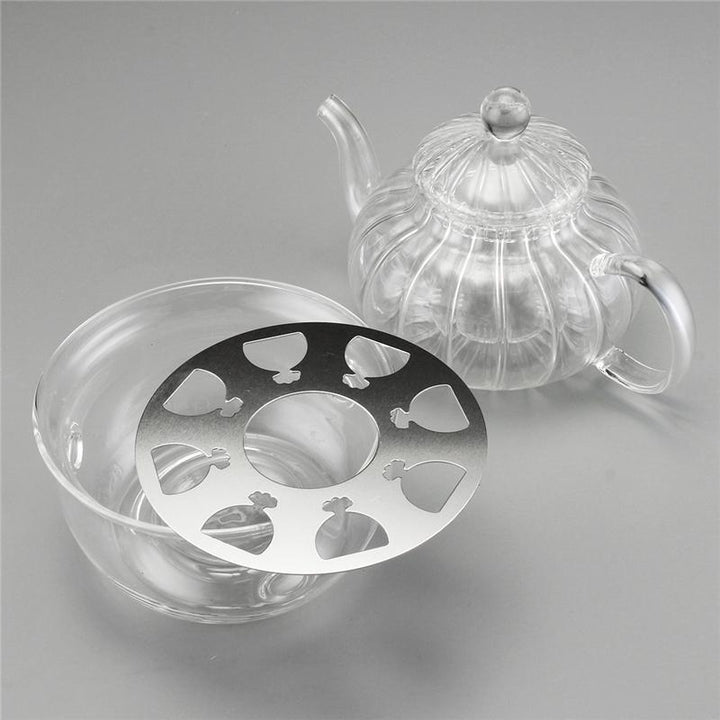 Elegant Borosilikatglas Teapot Sæt med 6 Kopper og Lysestage