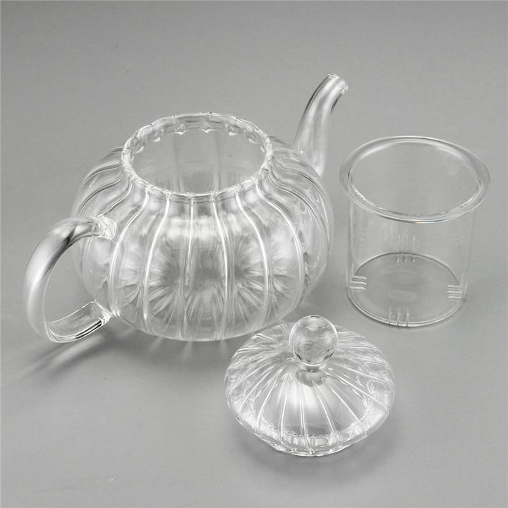Elegant Borosilikatglas Teapot Sæt med 6 Kopper og Lysestage
