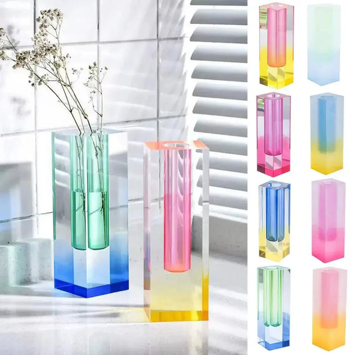 Moderne Kvadrat Vase i Akryl med Krystal Effekt