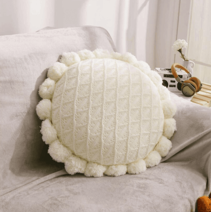 Pom Pom Pude Cover med Diamantmønster 50x50 cm