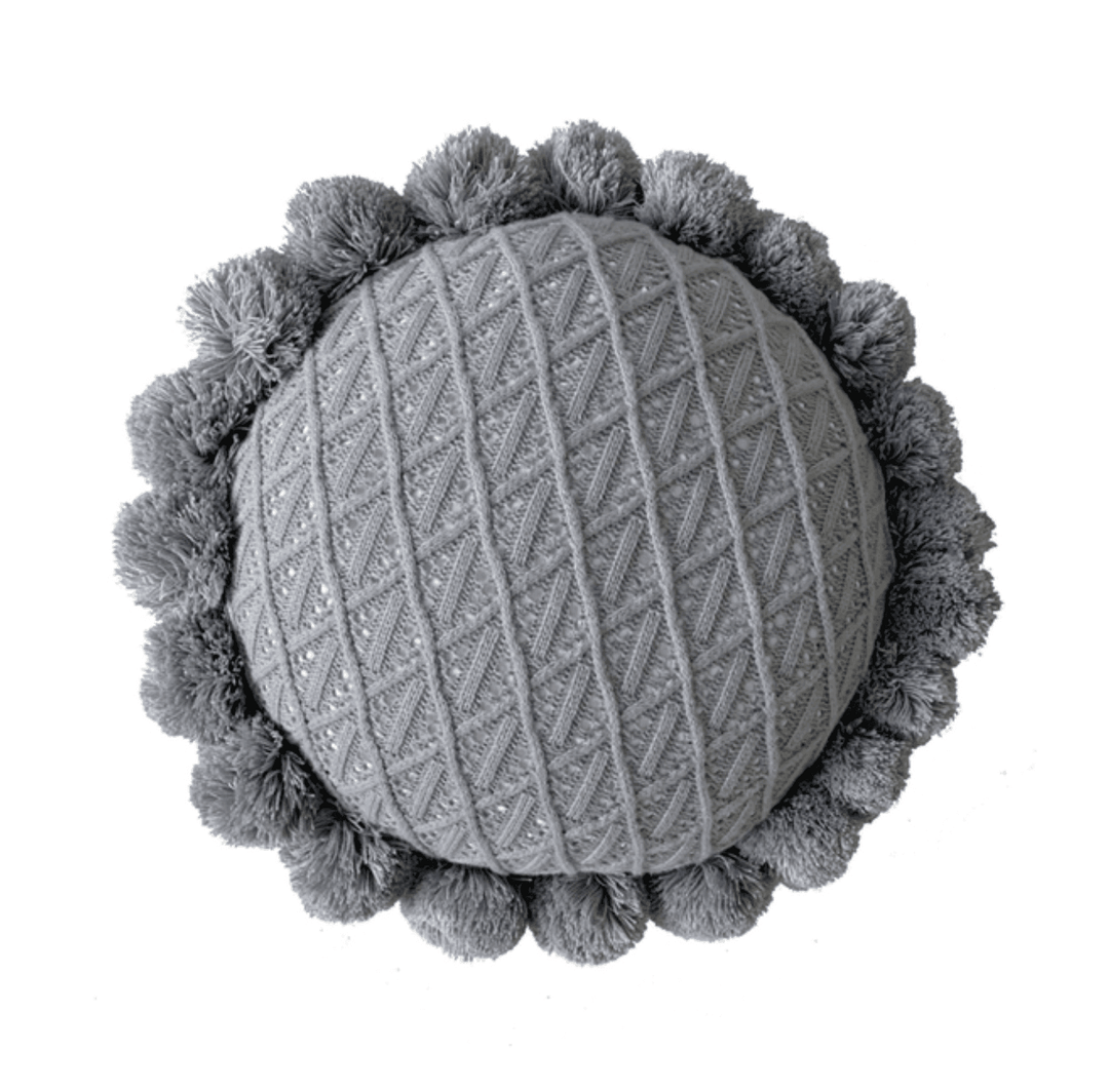Pom Pom Pude Cover med Diamantmønster 50x50 cm