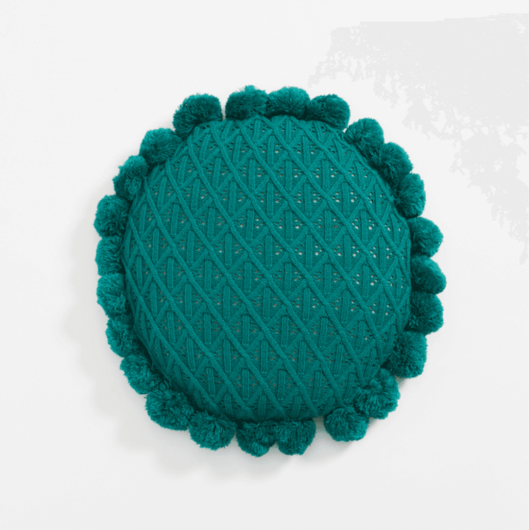 Pom Pom Pude Cover med Diamantmønster 50x50 cm