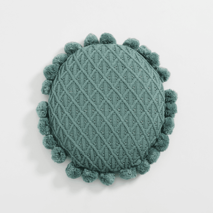 Pom Pom Pude Cover med Diamantmønster 50x50 cm