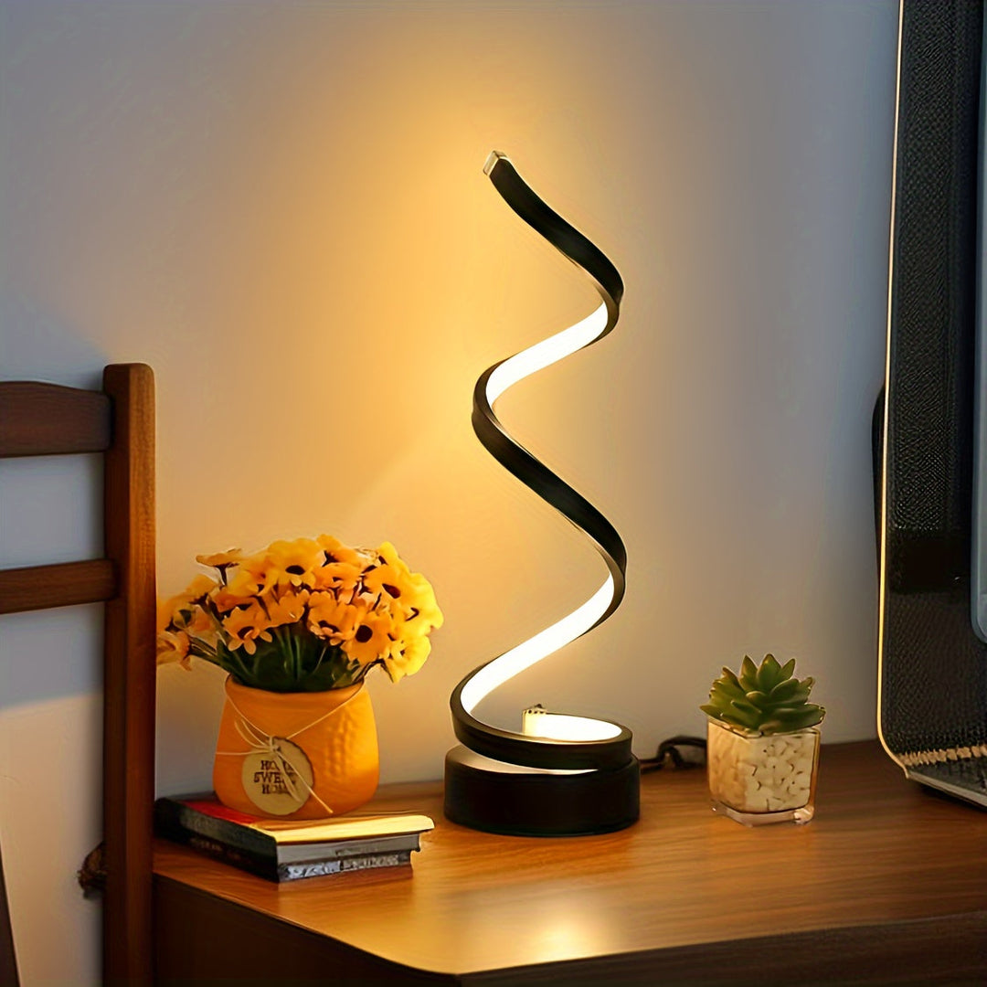 Spiralformet LED Bordlampe med Varmt Lys