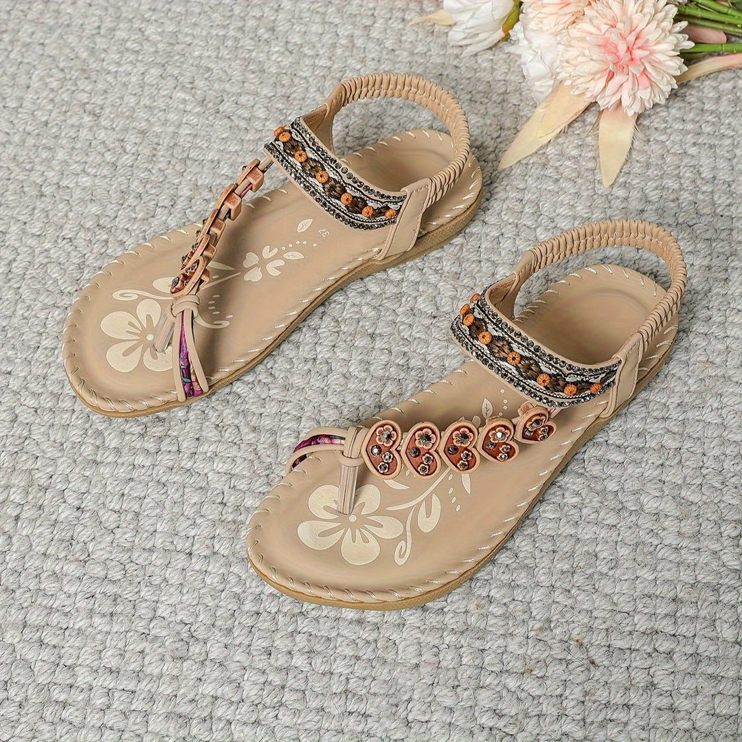 Helga | Dame Sommer Blomster Rem Flade Fritidssko