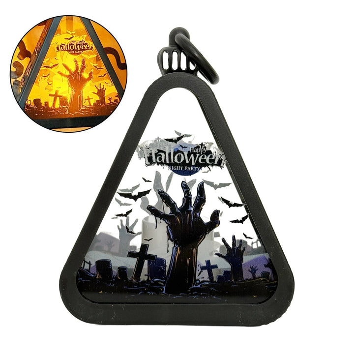 Trekantet Halloween Bordlampe med Spooky Motiver