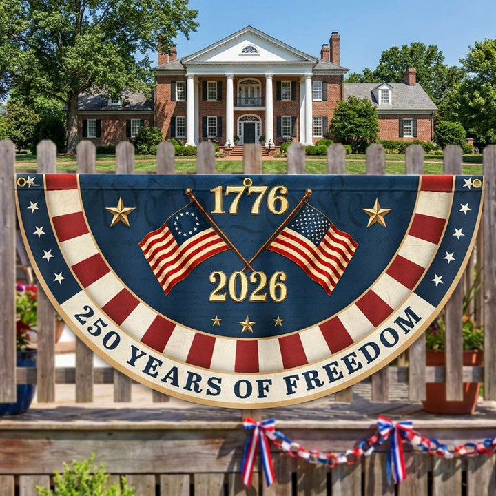 Dobbeltsidet Betsy Ross Fan Flag - 250 Års Frihed i Lærred