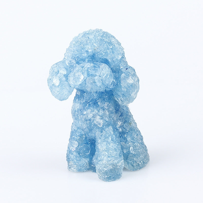 Naturligt Krystal Poodle Sten Ornament i Ædelsten