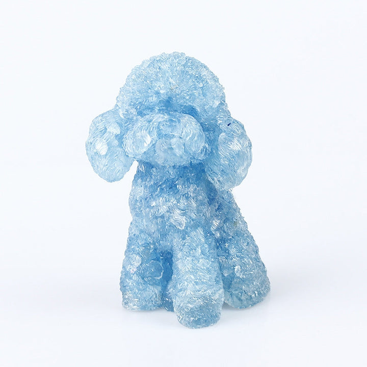 Naturligt Krystal Poodle Sten Ornament i Ædelsten