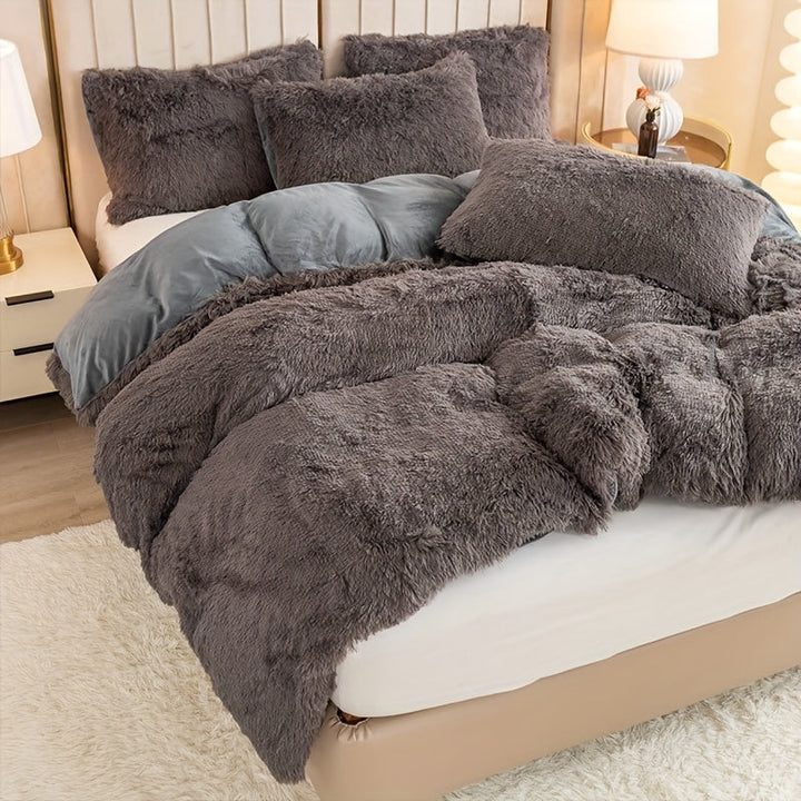 Luksuriøst Ultra Blødt Plush Dynebetræk Sæt med Lynlås